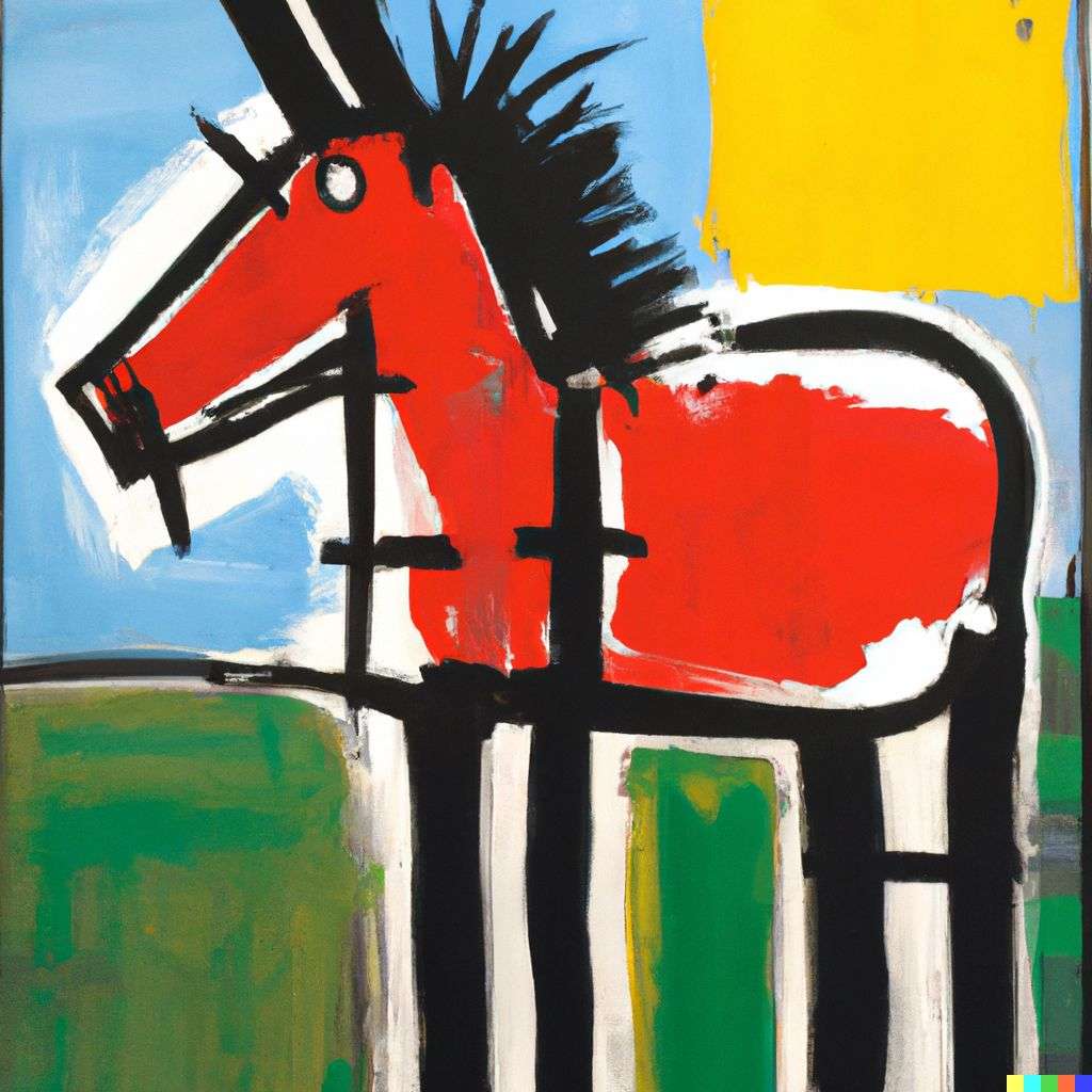 a horse, painting by Jean-Michel Basquiat